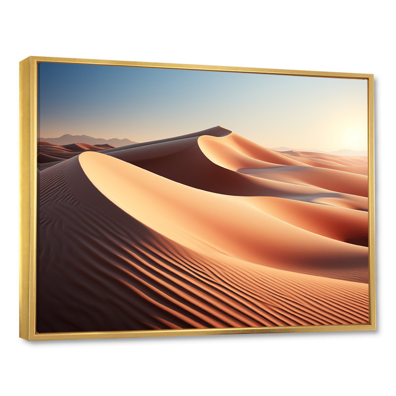 «Desert Sand Bliss I» sur toile, Cadre flottant doré, H 34 po x l 44 po x P 1,5 po