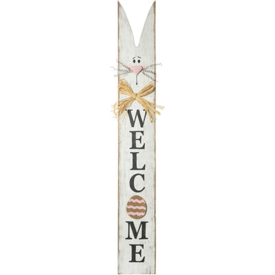 Enseigne de véranda de Pâques suspendue en bois avec oreilles de lapin pour porte d'entrée ou décoration intérieure