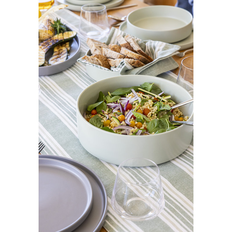 Over&Back Stackable Semi Hand-Finished Stoneware Serving Bowl, Sage Green