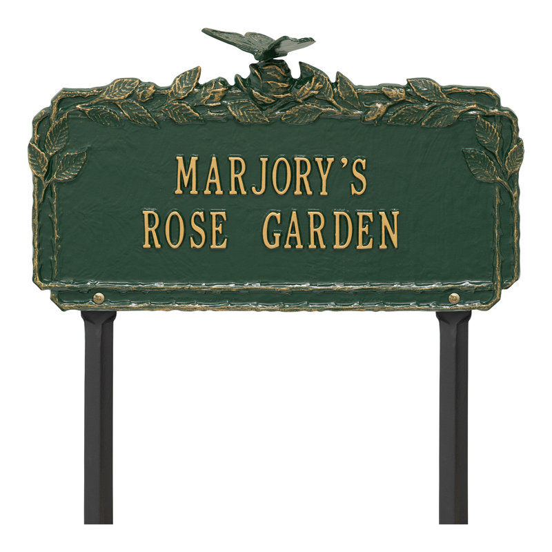 Plaque de jardin papillon rose, Vert/doré