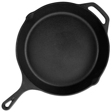 Greater Goods 12” Cast Iron Skillet, Silicone Handle, and Chainmail Sc