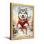Animaux, chien de Noël en chandail rouge sautant-268204775-268204774-268204772