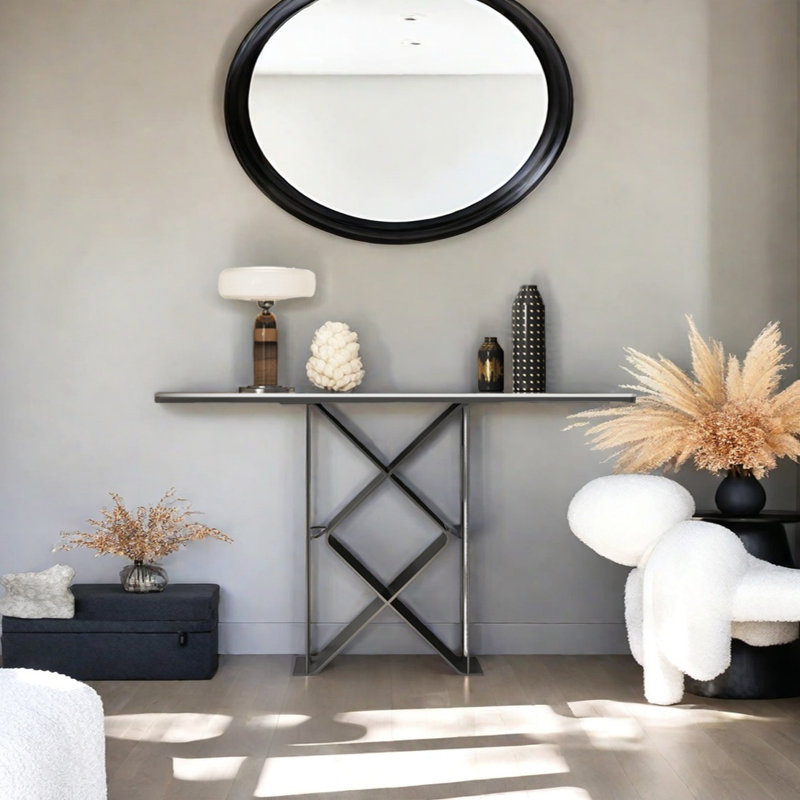 Console Modern Minimalist Art Design, H 31,5 po x l 62,99 po x P 15,75 po, Blanc / gris foncé