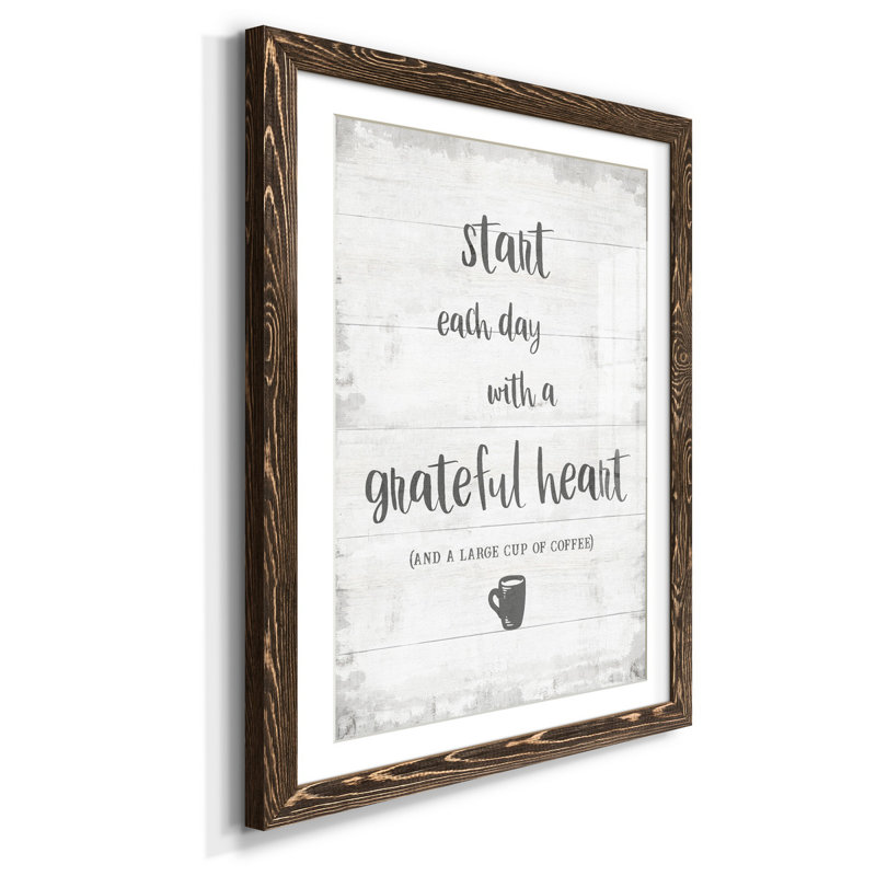 «Grateful Coffee», reproduction d'art textuel sur papier encadré, Noyer, H 37,5 po x l 27,5 po x P 1,5 po