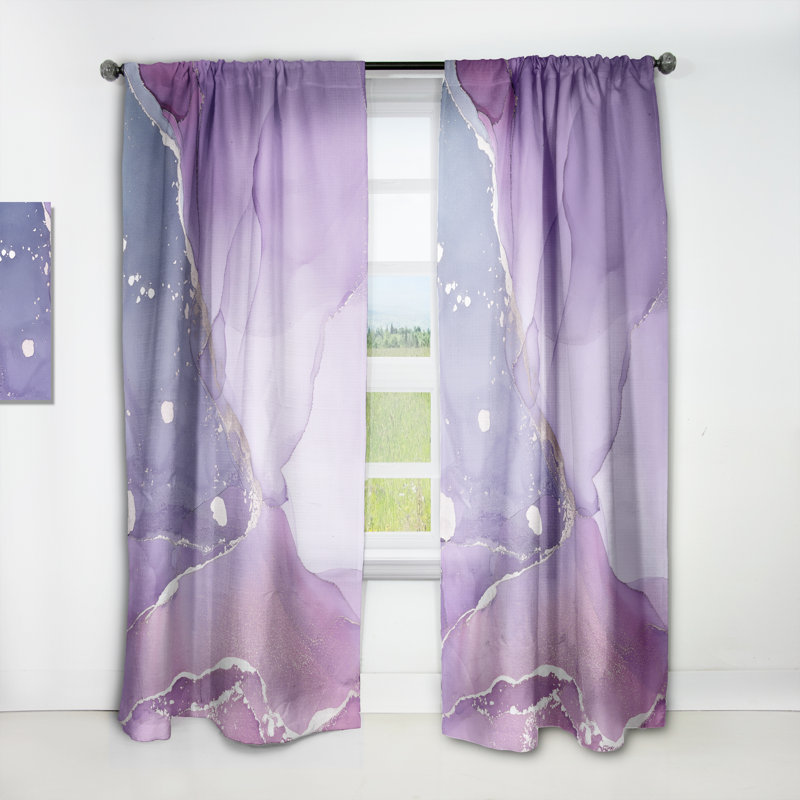 Mauve et bleu liquide fuchia Art II - Rideau moderne - Velours obscurcissant - 1 panneau
