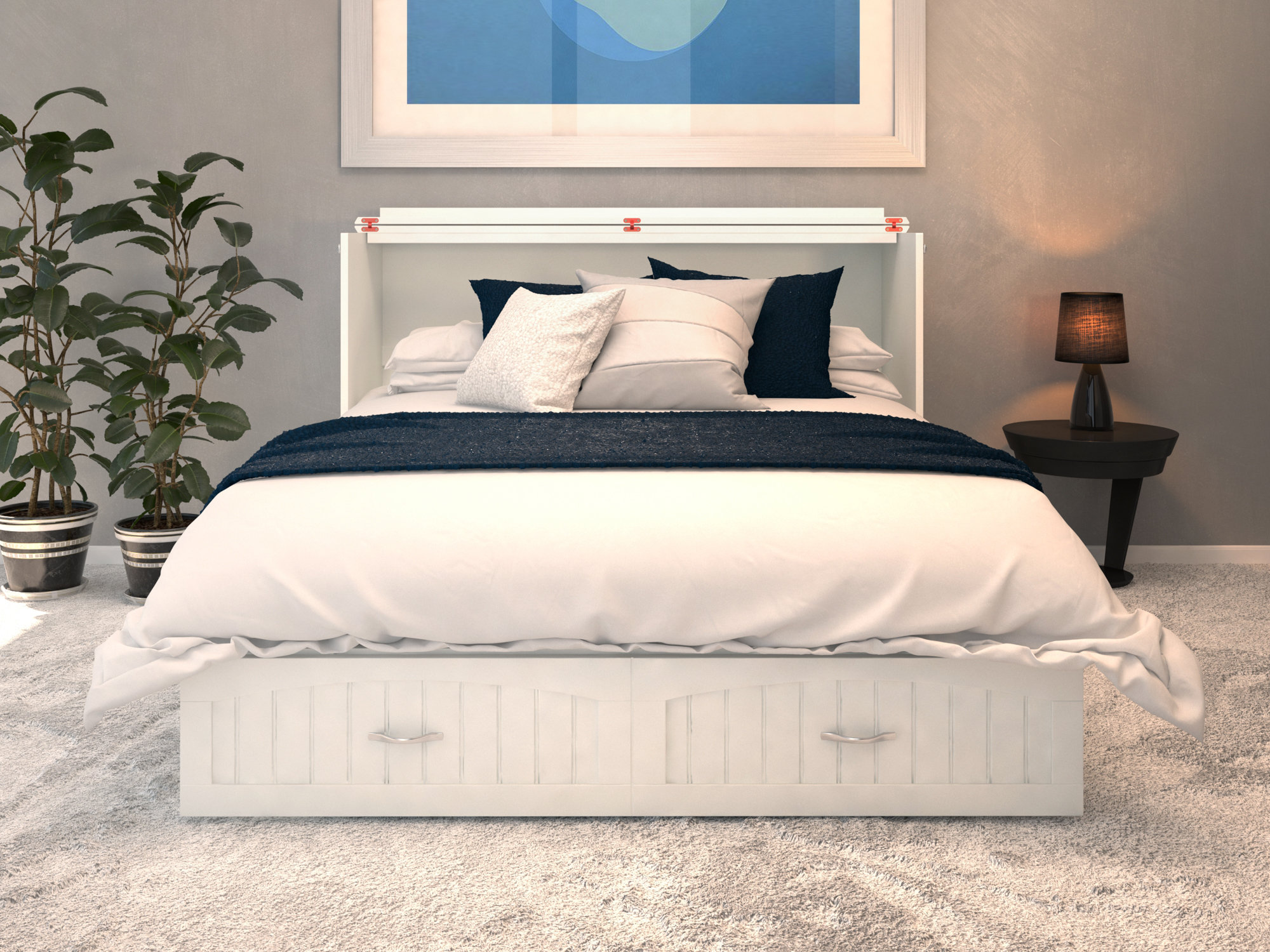 Fabiano Storage Murphy Bed with Mattress Included