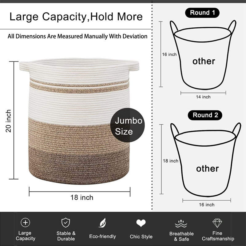 80L Laundry Baskets Hamper With Handles,Decorative Basket For Living Room,Woven Storage Basket