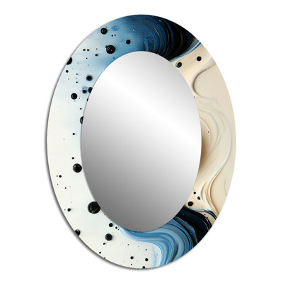 Goutte à goutte goutte à goutte aquatique rythmique éclaboussures de sérénité V - miroir décoratif ovale abstrait sur métal