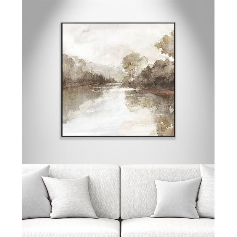 «Fall Nature Print» par Eva Watts, Toile avec cadre, Flottant argent, L 37,5 po x H 37,5 po