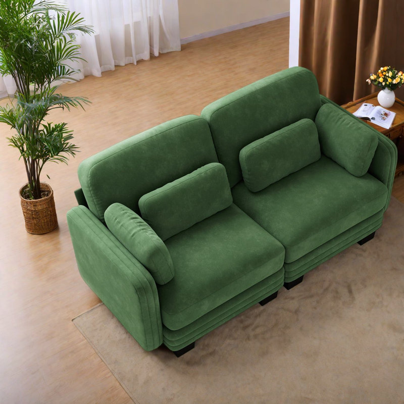 Canapés modulaires à compression, causeuse modulaire en chenille verte, canapé moderne