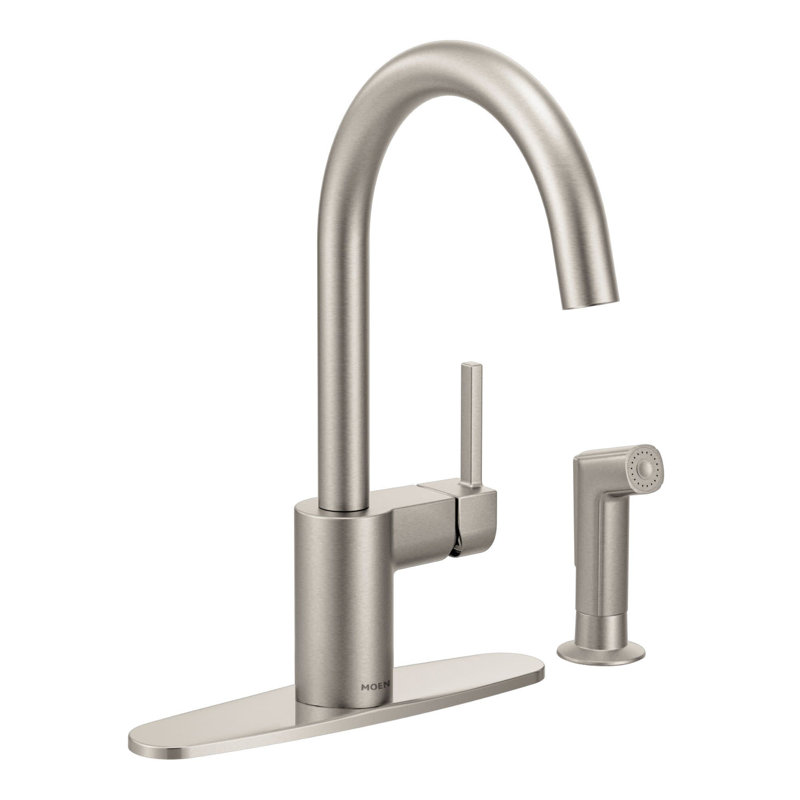 Robinet de cuisine à poignée simple Align, Acier inoxydable résistant aux taches