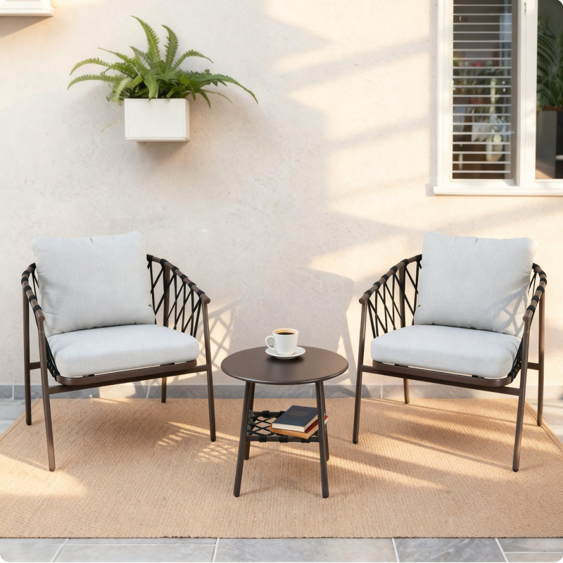 3-Piece Handwoven Rope Seating Group with Cushions