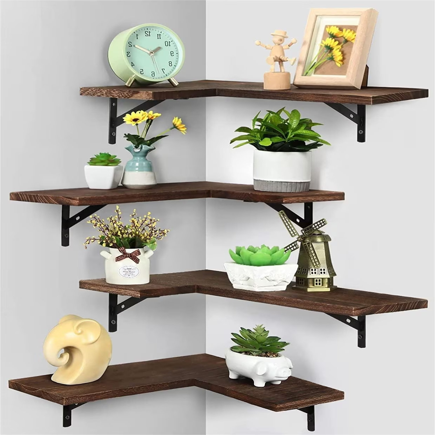 17 Stories Motoaki 4 Piece L-Shaped Bracket Shelf | Wayfair