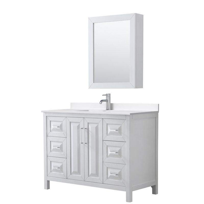 Daria 48'' W Vanity, White, Polished Chrome, Giotto Quartz