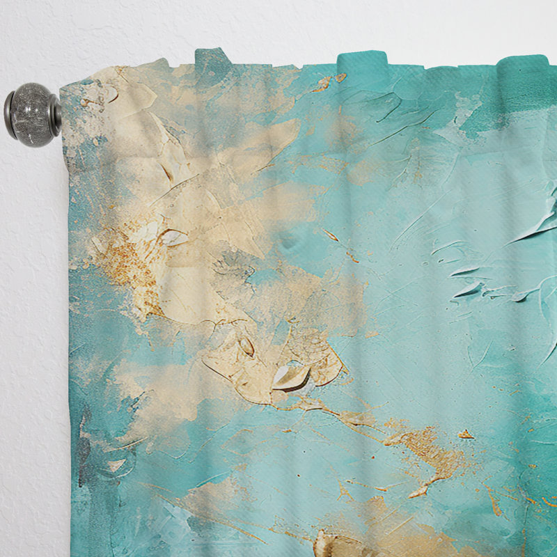 Rideau en velours moderne obscurcissant Torionna Turquoise Tranquility VI - 1 panneau, L 52 po x L 84 po
