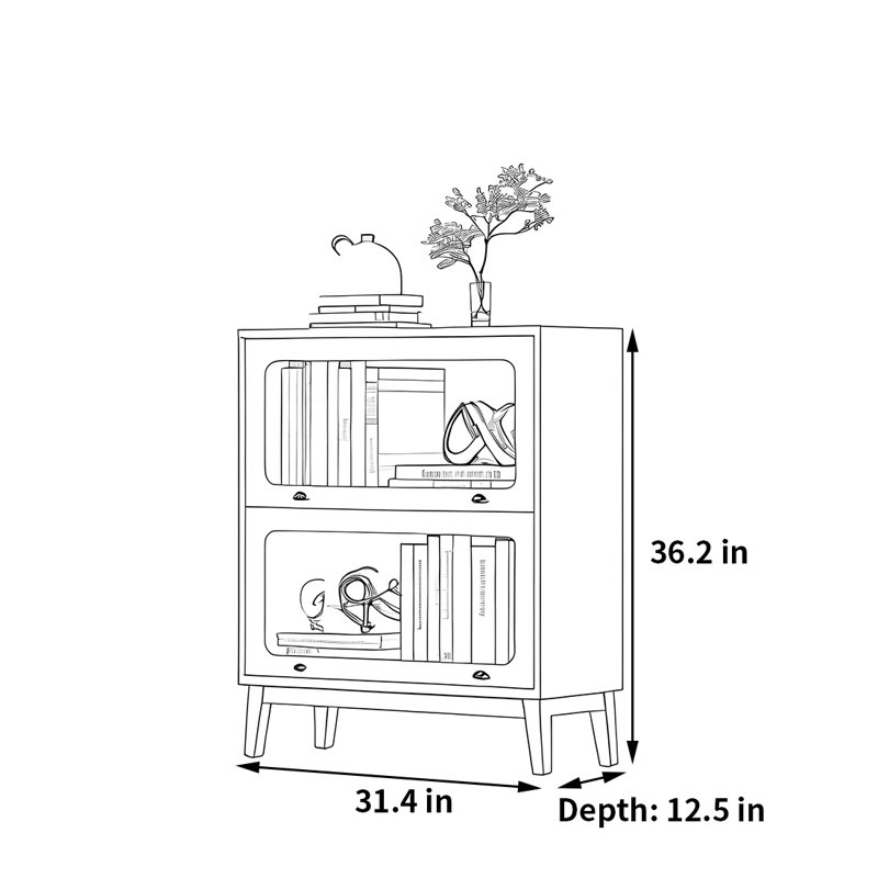 Bibliothèque classique, élégante et tendance, (2 tablettes) H 36,2 po x l 31,4 po x P 12,5 po
