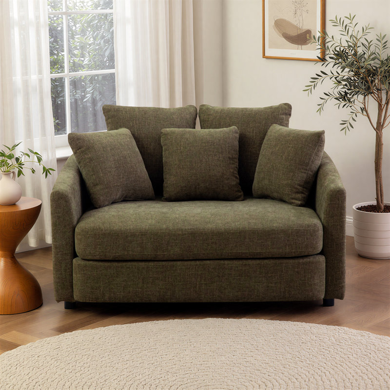 Fauteuil demi-tonneau rembourré surdimensionné de 56 po, Green