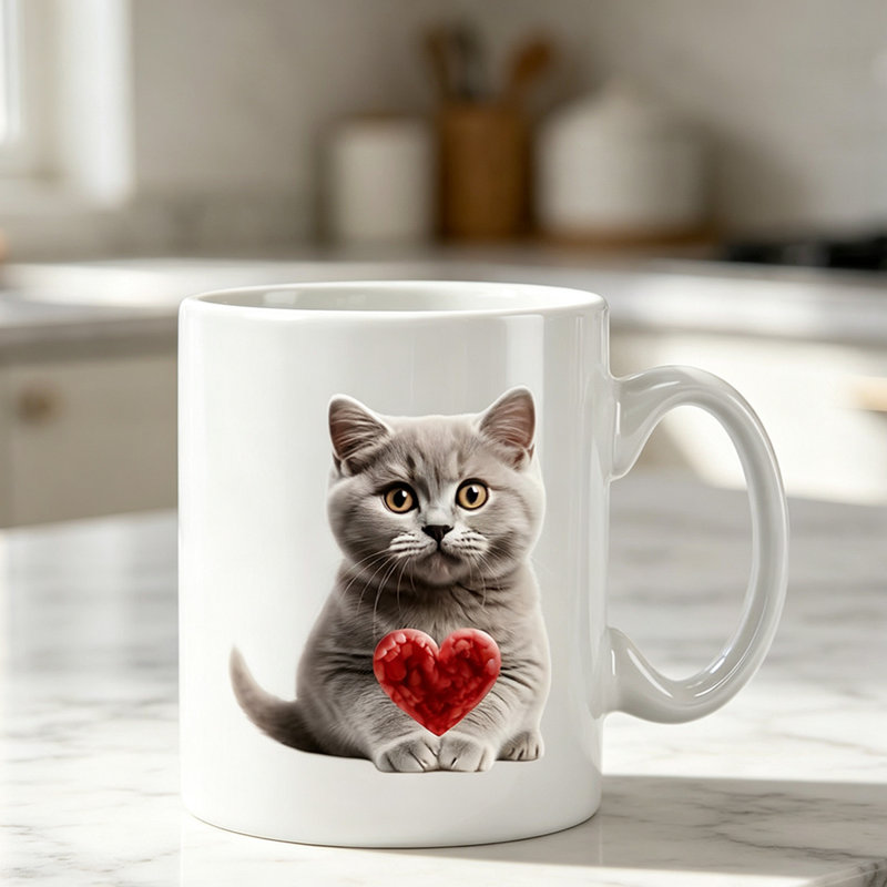 1pc Ceramic Coffee Mug with Loving Kitten Design, Ideal Gift for Cat Lovers, Friends, Family - Perfect for Birthdays, Parties.