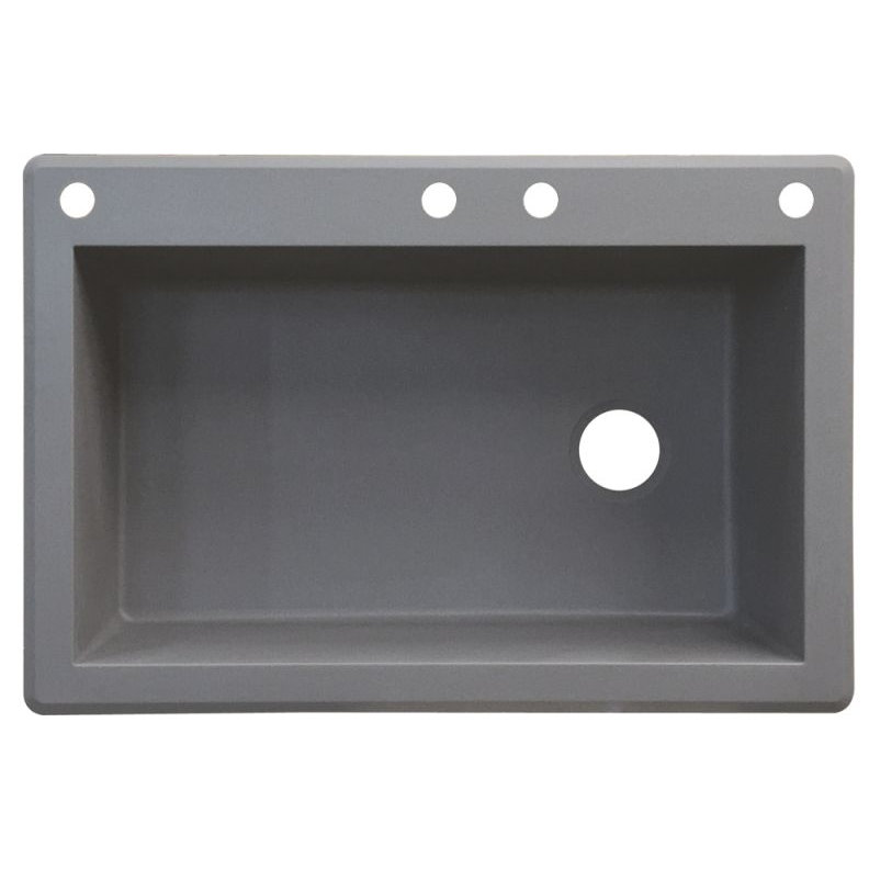 Radius 33'' L Single Bowl Granite Kitchen Sink, 4 hole, Gray