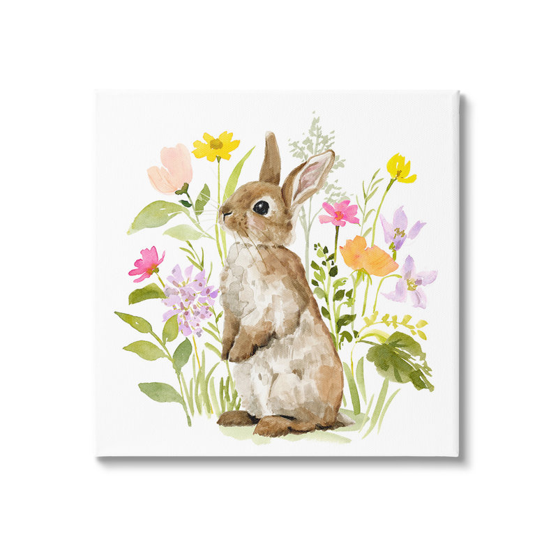"Bunny In Spring Nature" par Victoria Barnes sur toile, H 36 po x l 36 po
