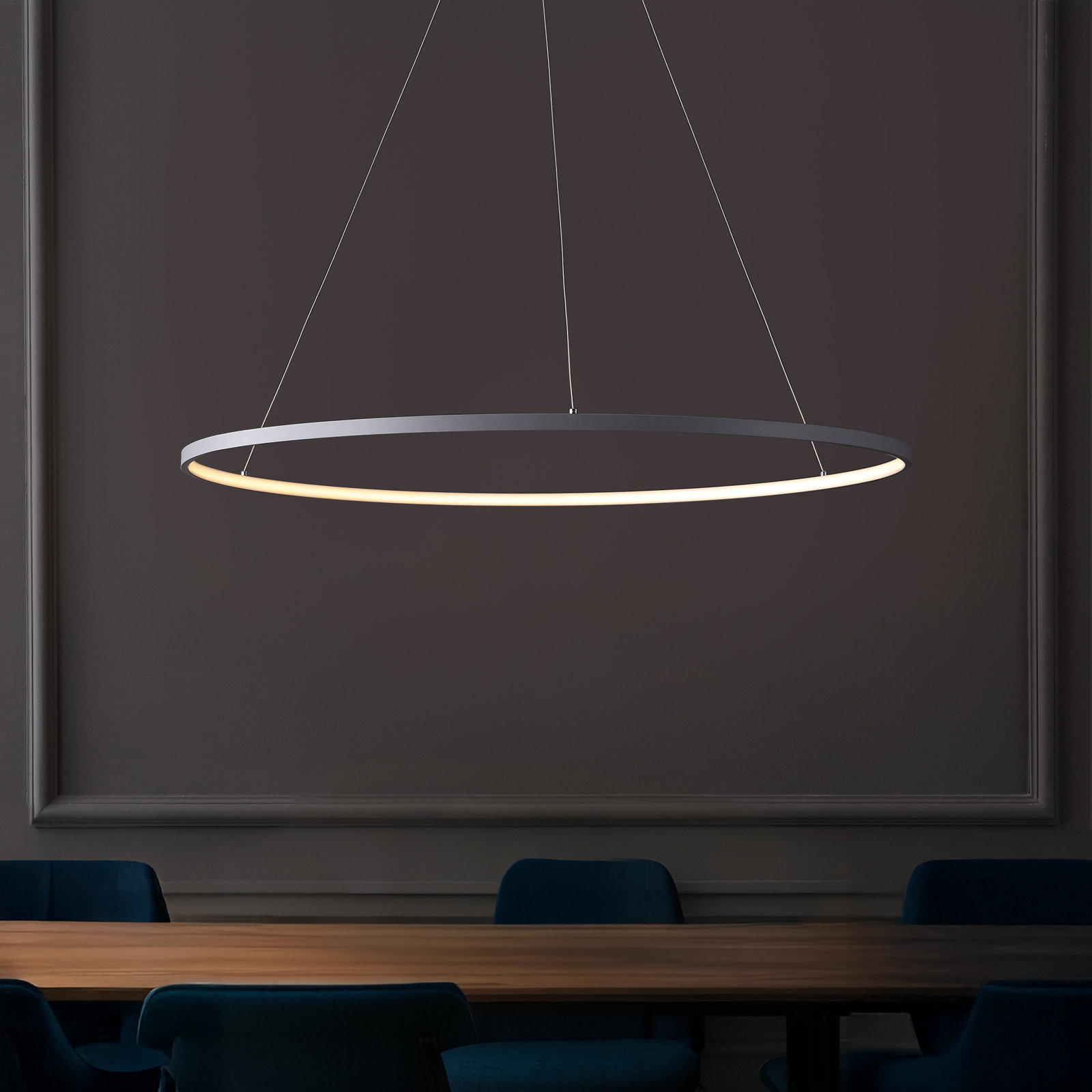 Odin Single Light Dimmable LED Pendant, 0.75" H x 34.88" W x 34.88" D, Gray