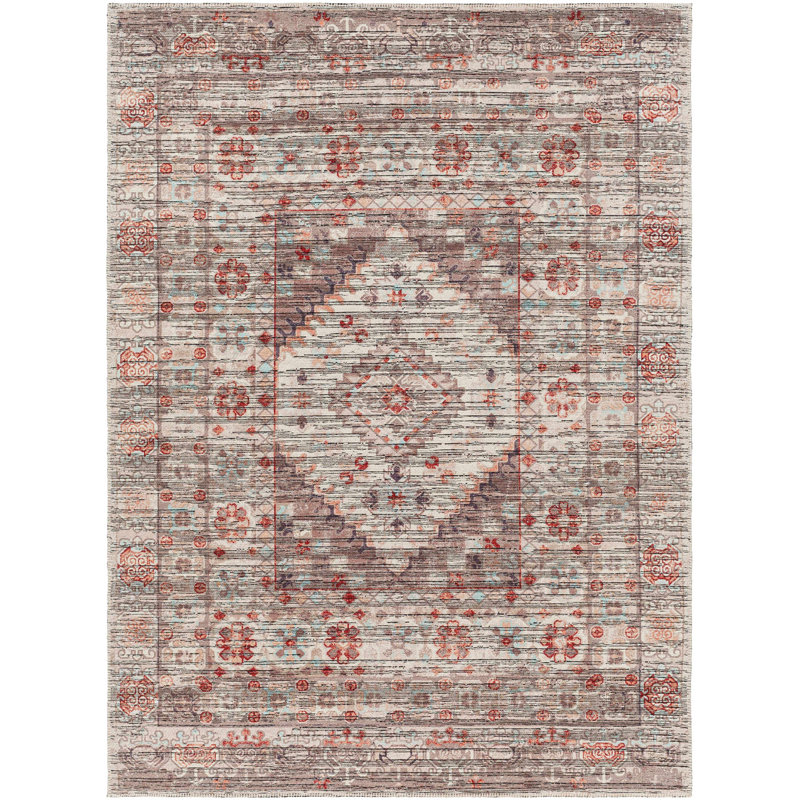 Sabrina Light Gray Machine Washable Area Rug, Rectangle 9'10" x 13'