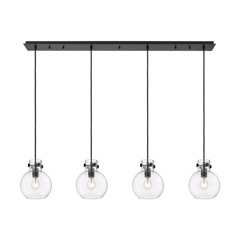 Luminaire suspendu sphère 4 lumières Amrith, Clair, Noir mat