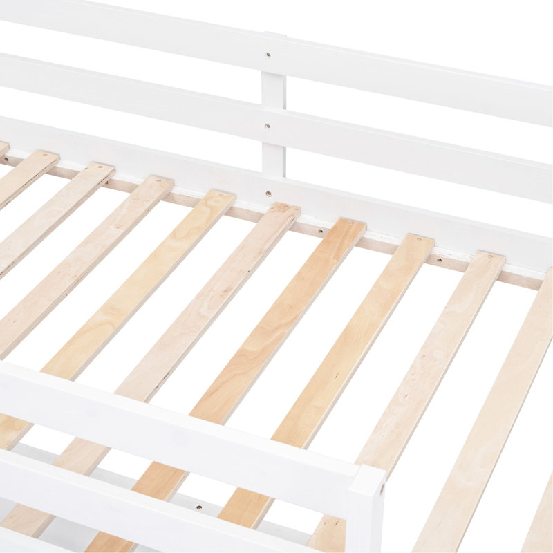 White Twin Over Full Bunk Bed With Desk - Board For Stability In Space Bedroom Option, White