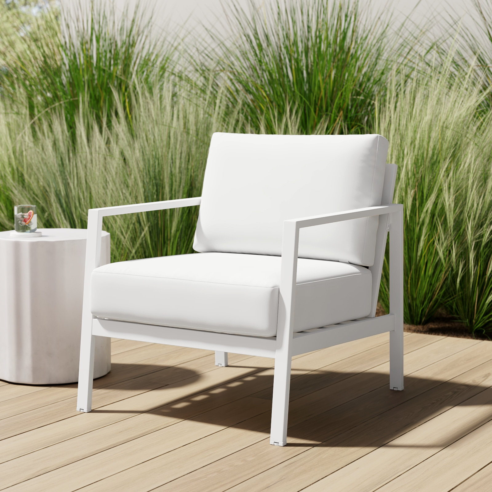Armando Aluminum Outdoor Lounge Chair, Canvas White Sunbrella® Canvas, White