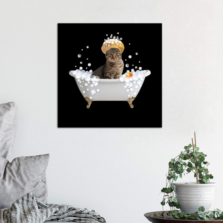 Fun Kitty Bath 4 by Marcus Prime - Wrapped Canvas Graphic Art Print