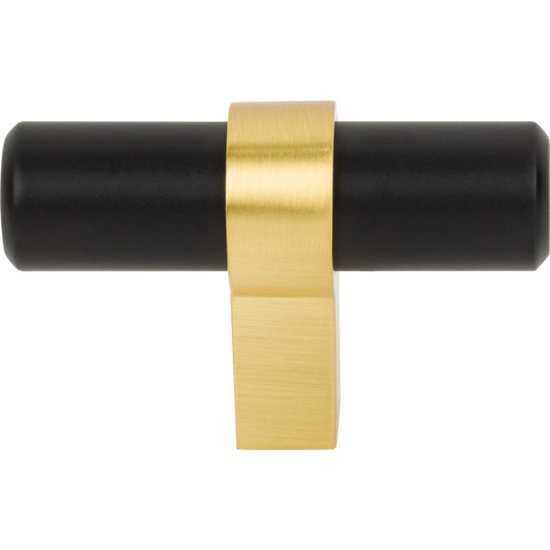 Key Grande 2" Length "T" Knob, Matte Black/Brushed Gold