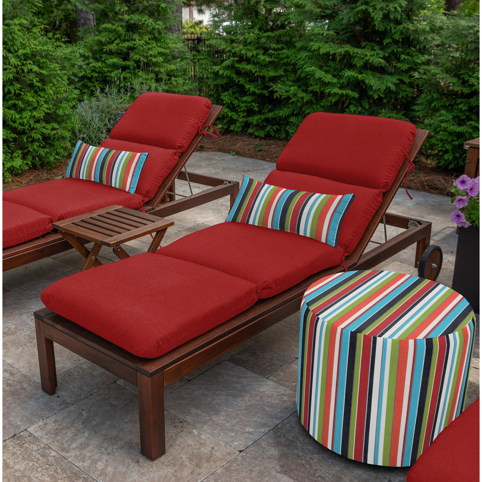 Marlowe Sunbrella® 1-Piece Outdoor Chaise Cushion, Canvas Jockey Red Sunbrella® Canvas