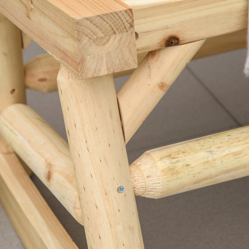 Chaise berçante en bois 2 personnes, Bois naturel