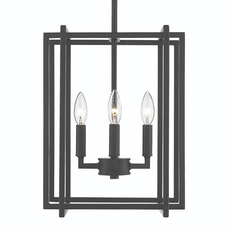 Luminaire suspendu rectangulaire 4 lumières Isiah, Noir mat
