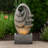 Modern Oval Outdoor Water Fountain with LED Lighting, Adjustable Flow, and Weather-Resistant Polyresin Design