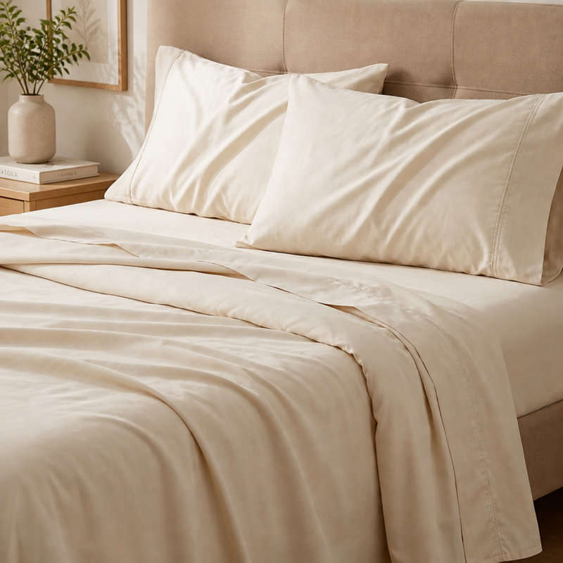 Ensemble de draps en microfibre et bambou hypoallergéniques avec confort rafraîchissant, Queen Sheet Set with 2 Pillowcases