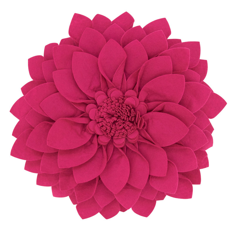 Fleur De Jardin Collection Floral Round Throw Pillow, Fuchsia, 13" x 13"