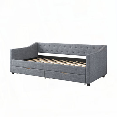 Upholstered Tufted Daybed with Drawers