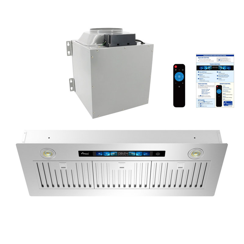 Hotte intégrée en acier inoxydable 36 po Awoco avec conduit / geste / tactile 36 po 1000 CFM
