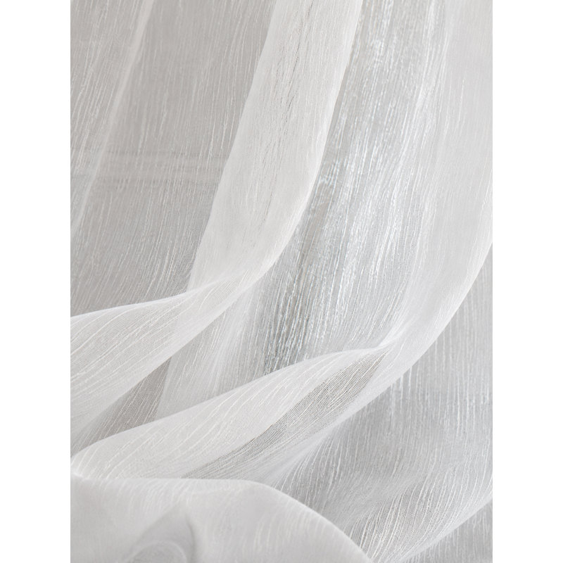 Baltej Semi Sheer Curtain Single Panel, 54" x 96", White