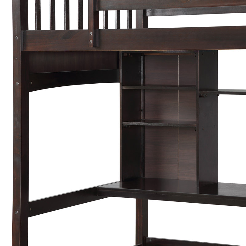 Lit mezzanine simple avec bureau Rossini, Espresso