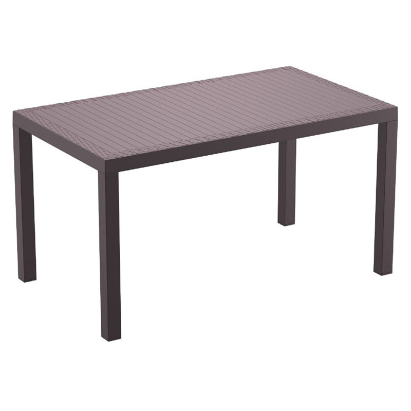Resin Slatted Outdoor Dining Table, Brown, 31.5" W x 55" x 29" H