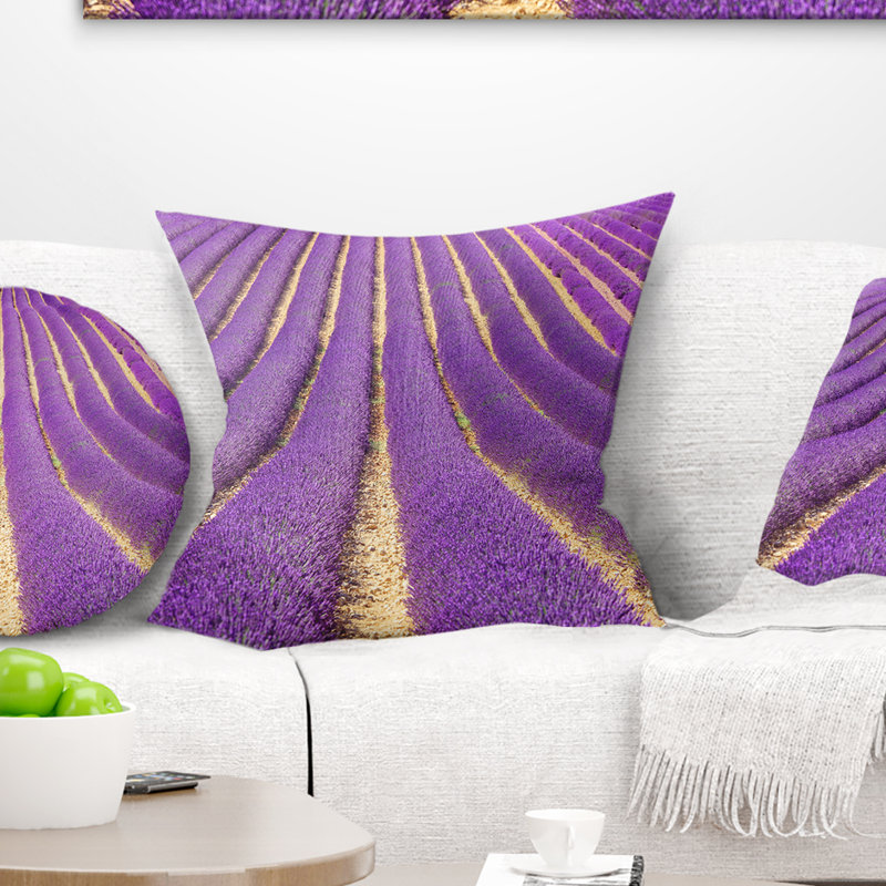 Magnifique motif de lavande florale, 18 po x 18 po, Coussin décoratif