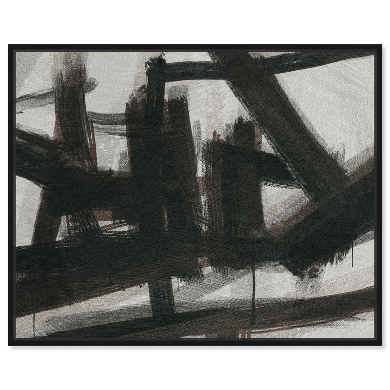 «Grunge Outline Modern Earth Tone Abstracts», art mural par Art Remedy, Cadre noir, H 17 po x l 21 po