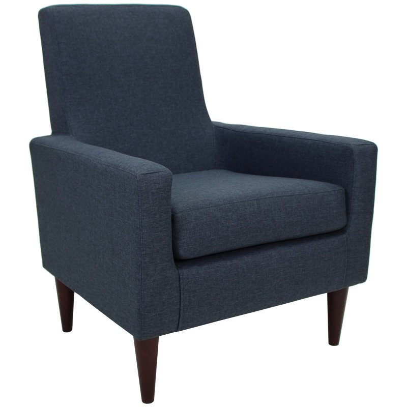Fauteuil en polyester de 28 po de largeur Garman, Tissu performance natté bleu marine Jitterbug