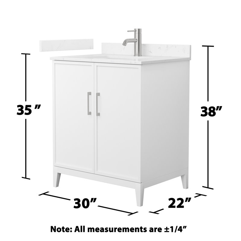 Elan 30'' W Vanity, Brushed Nickel, White, Carrara Cultured Marble