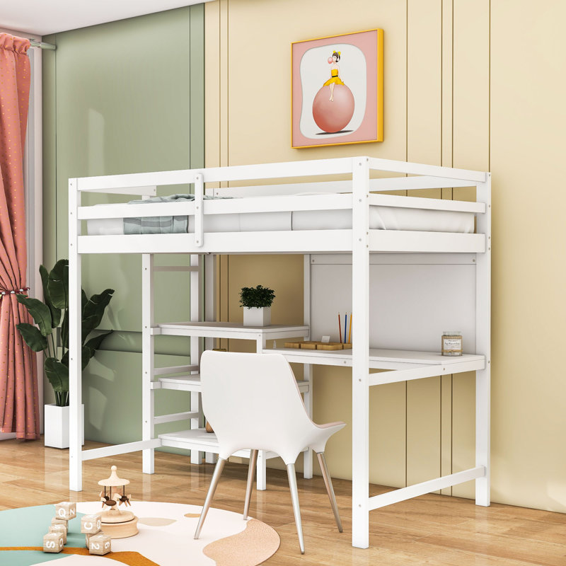 Aboubakar Kids Twin Loft Bed, White, Twin 