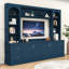 Meuble audio-vidéo en bois avec tiroirs de rangement, tablettes et armoire-52248390