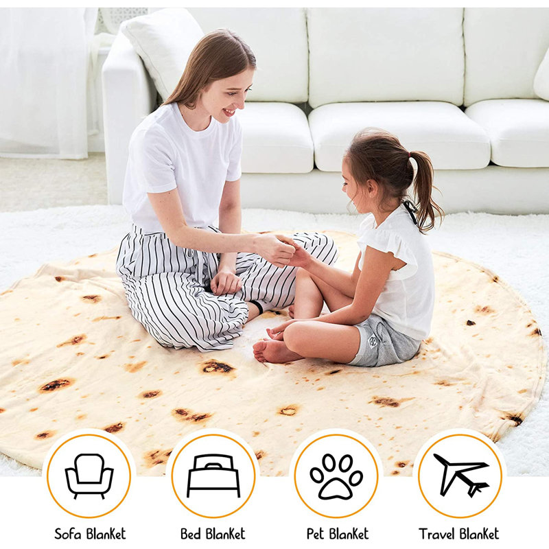 Buzio Soft And Plush Novelty Burritos Tortilla Blanket With Dual