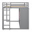 Full-Size Elevated Loft Bed With Closet, Racks, And Drawer Unit-1833114283